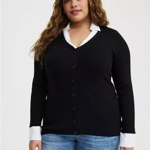 TORRID FITTED COLLARED 2FER PULLOVER SWEATER NWOT 1